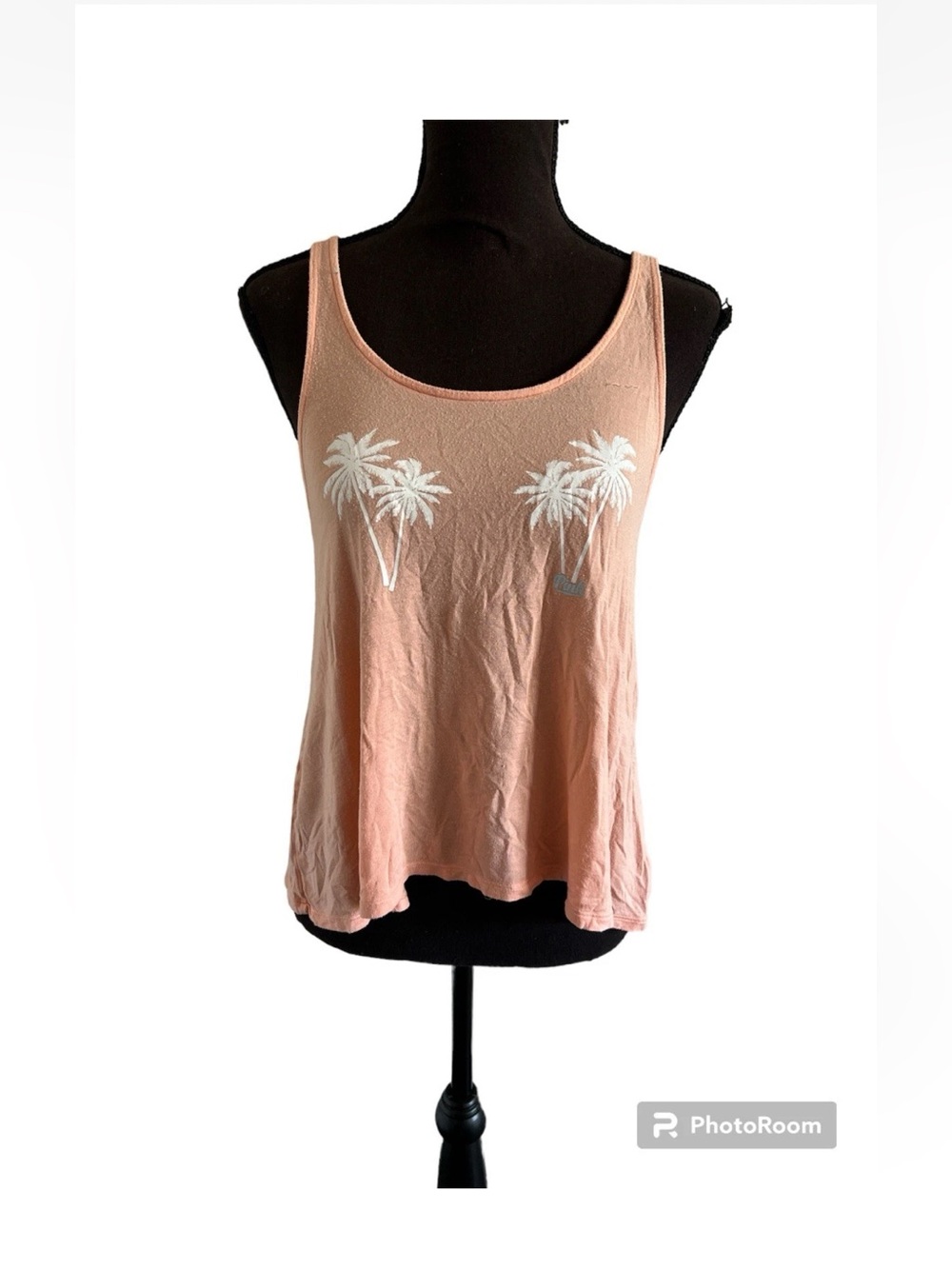 PINK Victoria's Secret Peach Palm-Print Scoop Tank